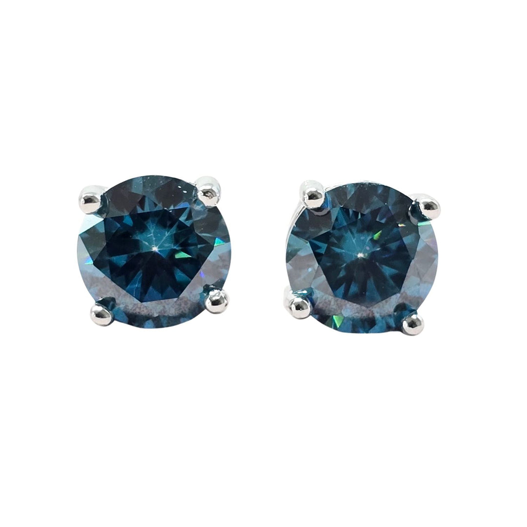 Sapphire Moissanite Crystal Sterling Silver Earrings