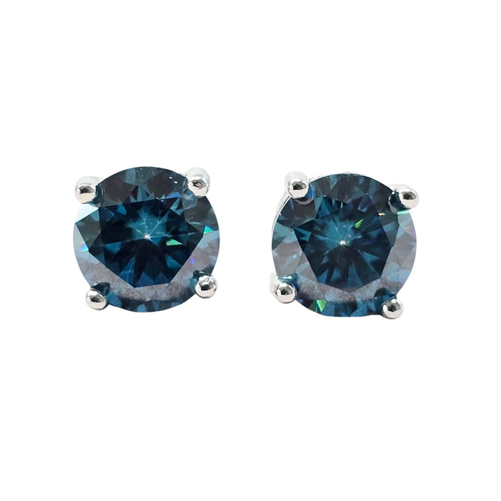 Sapphire Moissanite Crystal Sterling Silver Earrings