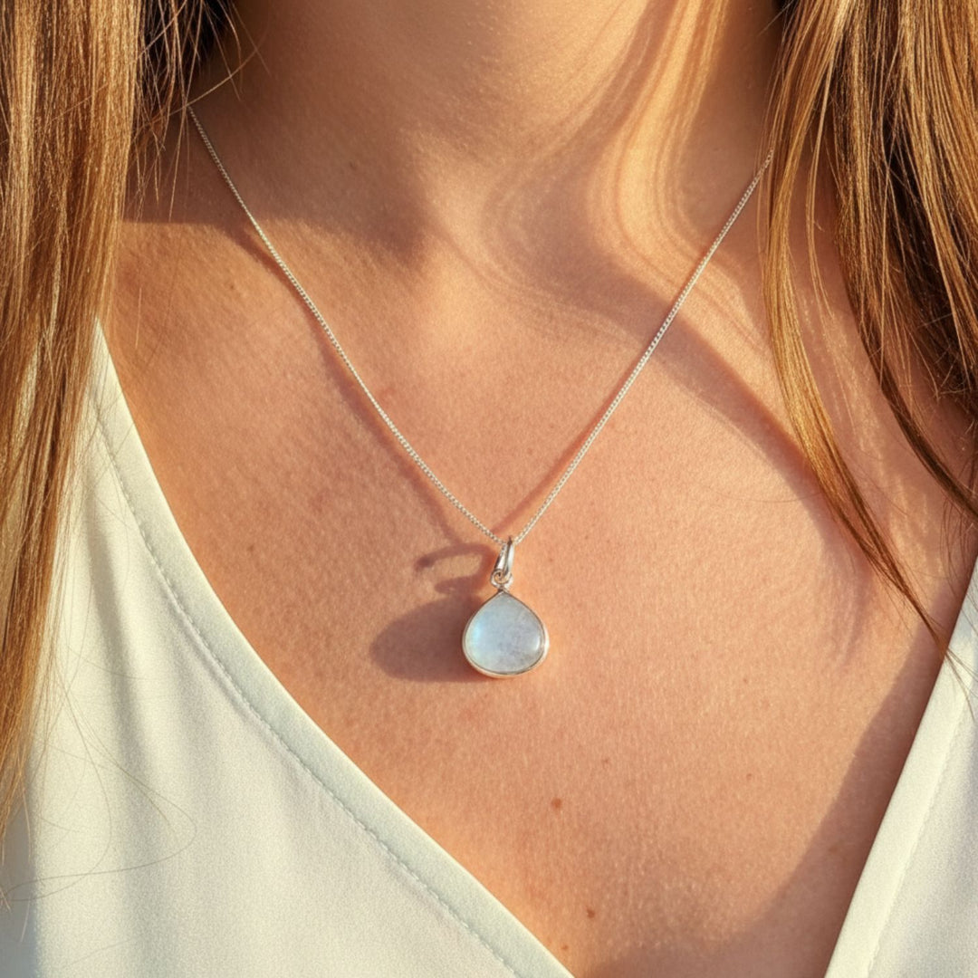 Aquamarine March Birthstone Sterling Silver Necklace