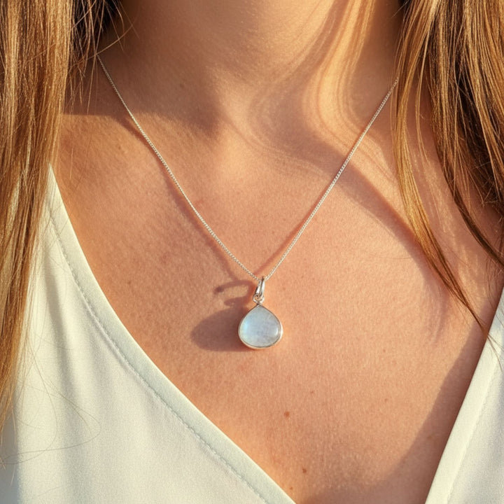 Aquamarine March Birthstone Sterling Silver Necklace