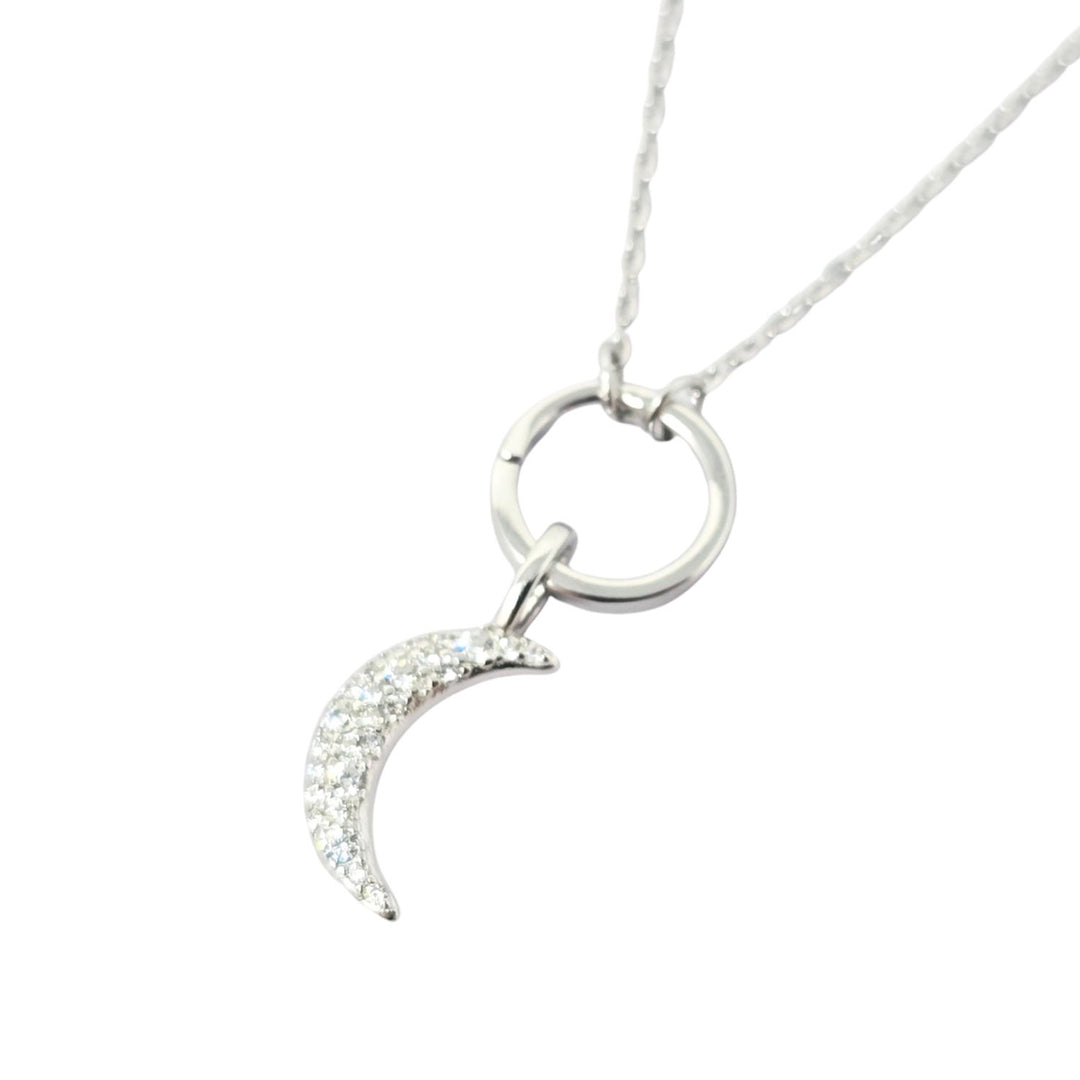 Sterling Silver Crescent Moon Pendant Charm Necklace