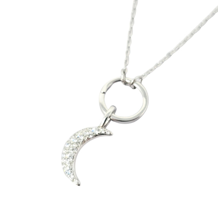 Sterling Silver Crescent Moon Pendant Charm Necklace