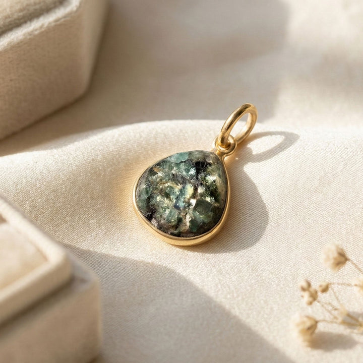 Gold Plated Emerald May Birthstone Heart Charm