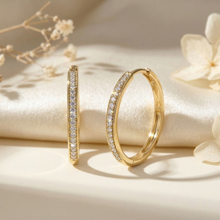 Round Hoop 20mm Gold Plated Earrings With Certified Austrian Crystals