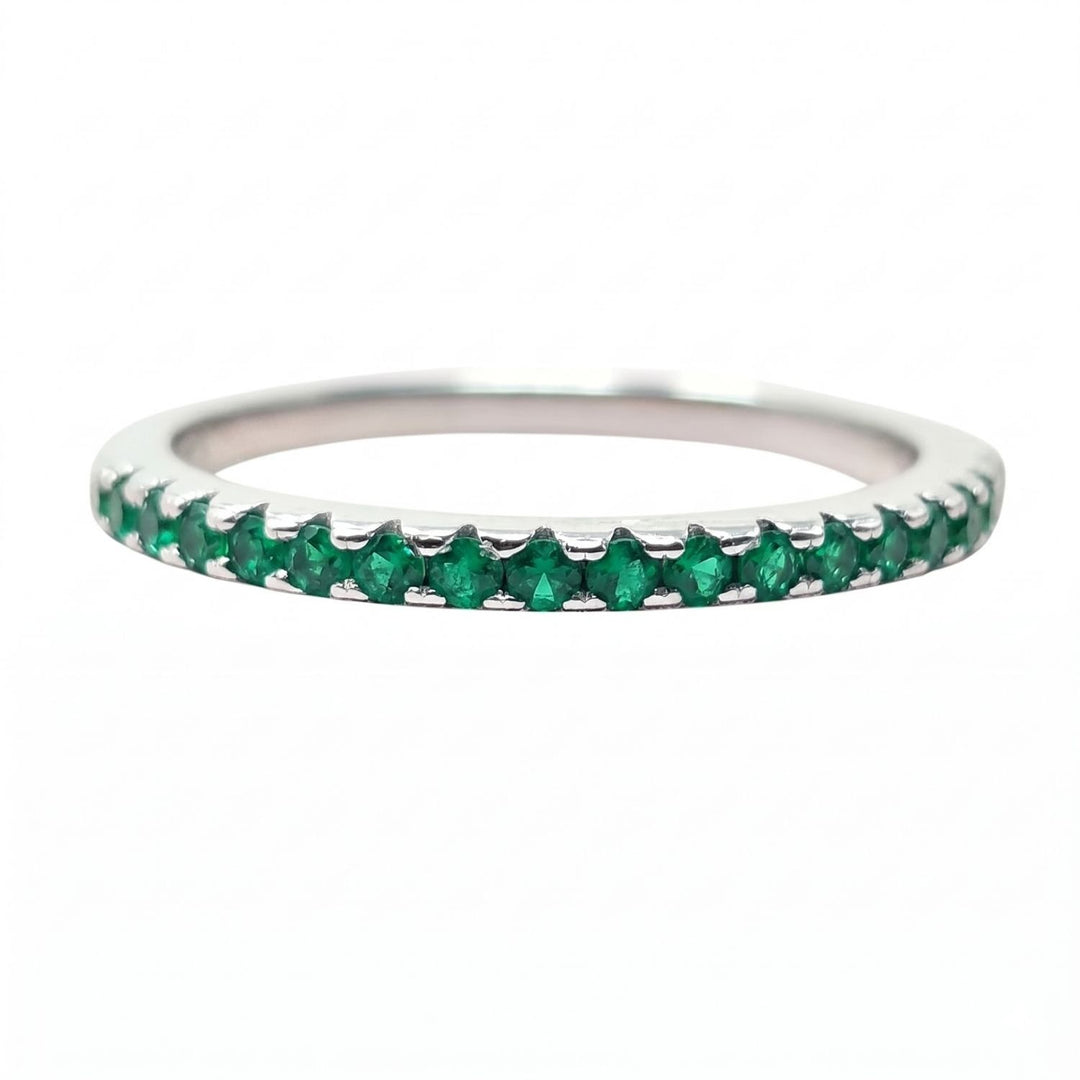 Emerald May Birthstone Crystal Sterling Silver Ring