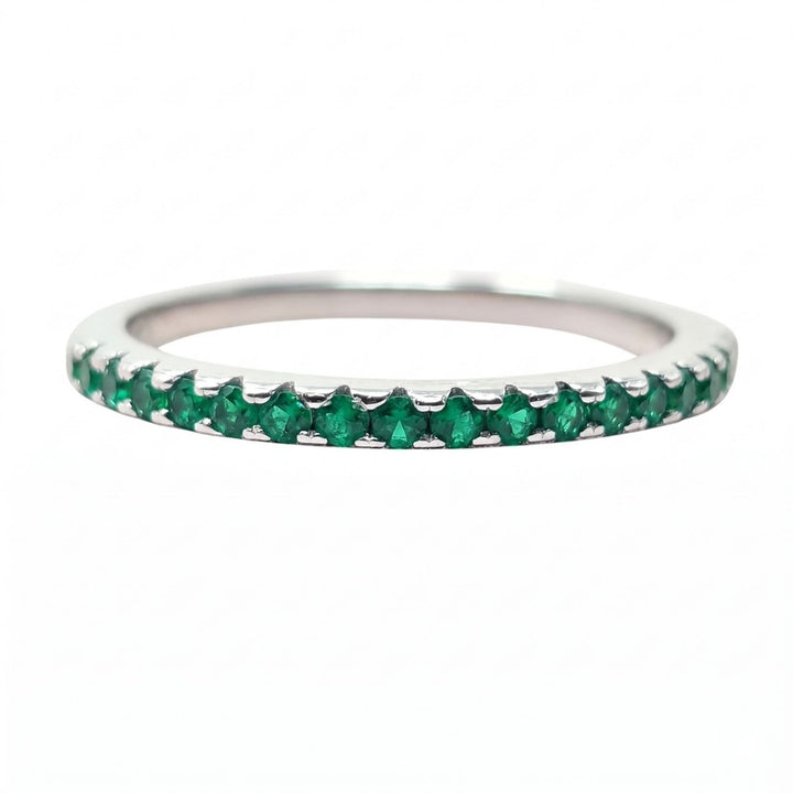 Emerald May Birthstone Crystal Sterling Silver Ring