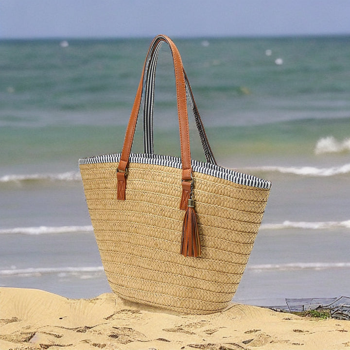 Woven Rattan Straw Bag | Summer Beach Large Tote for Shopping and Crossbody Style | Eco-Friendly Ladies Fashion | Vacation Bag