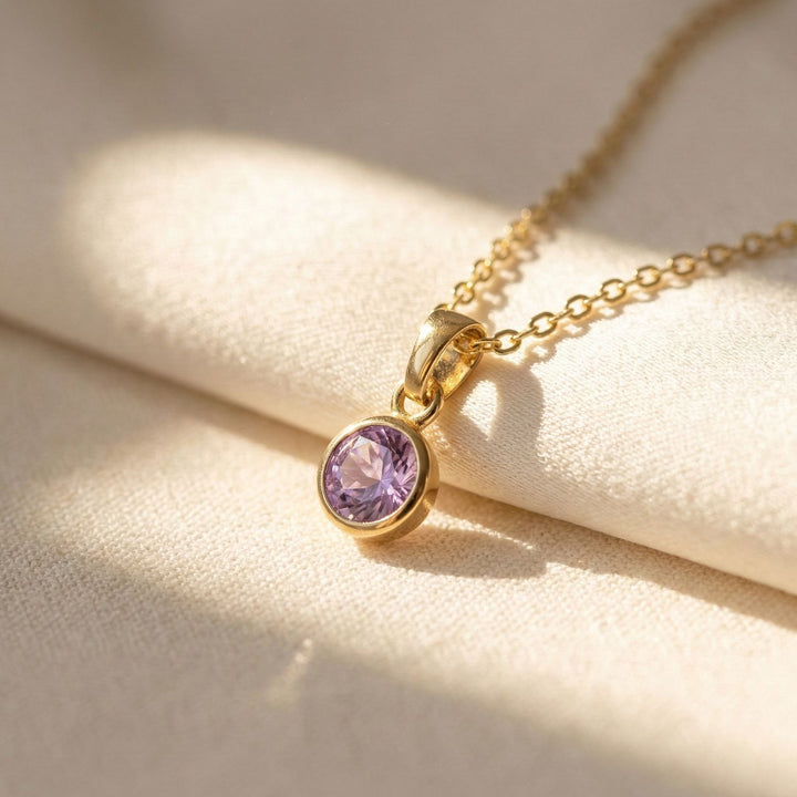 Mini Round Alexandrite June Birthstone Pendant Necklace