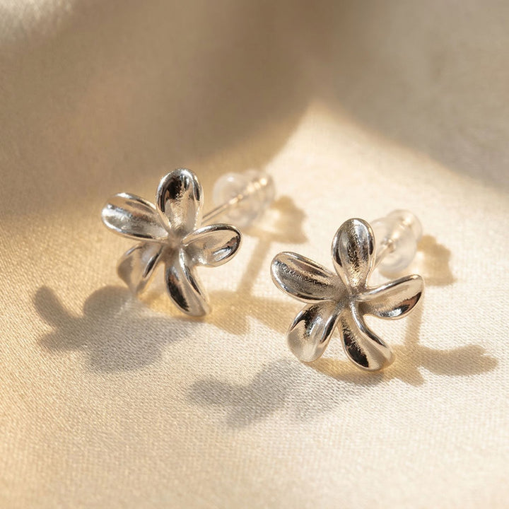 Dainty Mini Tiny Flower Stud Sterling Silver Earrings