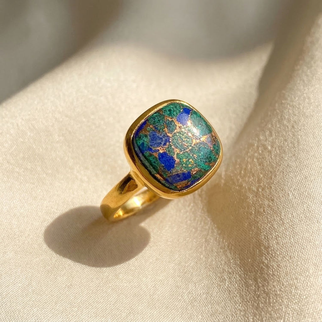 Malchite Gemstone Plated Ring