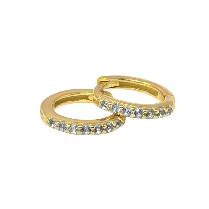 Aquamarine March Birthstone Small Huggie Hoop Earrings