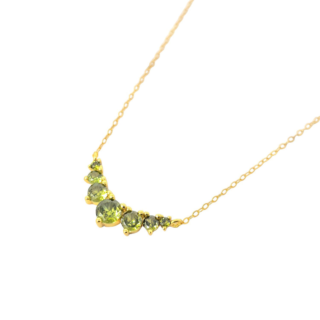 Graduated Round Peridot Stones Gold Plated Necklace