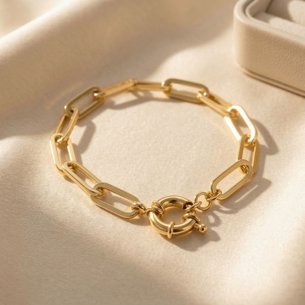 18ct Plated Paperclip Bracelet