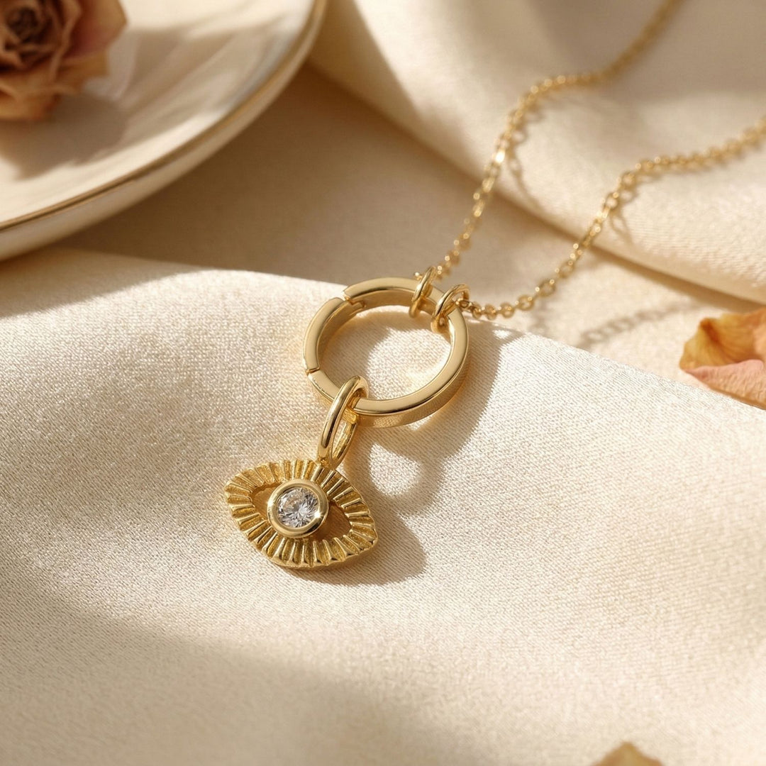 Gold Plated Evil Eye Pendant Charm Good Luck Necklace