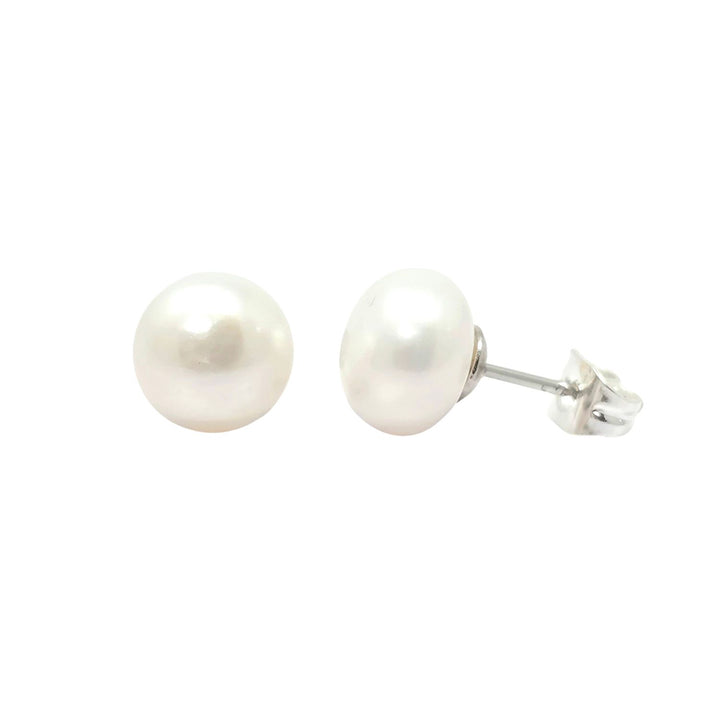Handpicked Freshwater Silver Pearl Stud Earrings