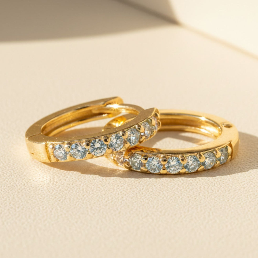 Aquamarine March Birthstone Small Huggie Hoop Earrings