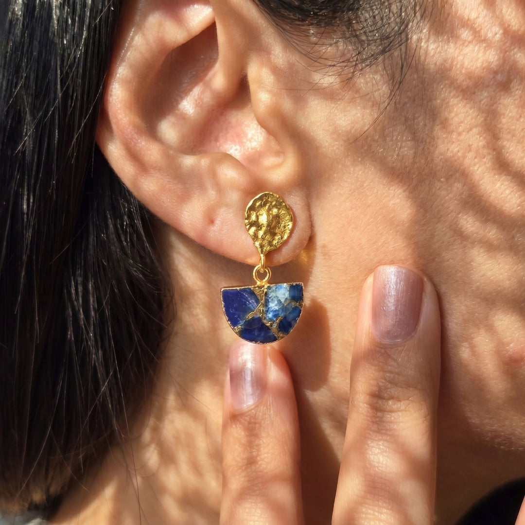 Hammered Sapphire September Birthstone Earrings