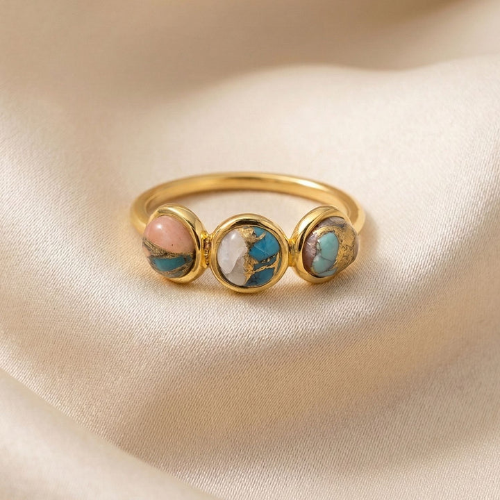 Minimalist Opal Turquoise Gemstone Gold Vermeil Ring