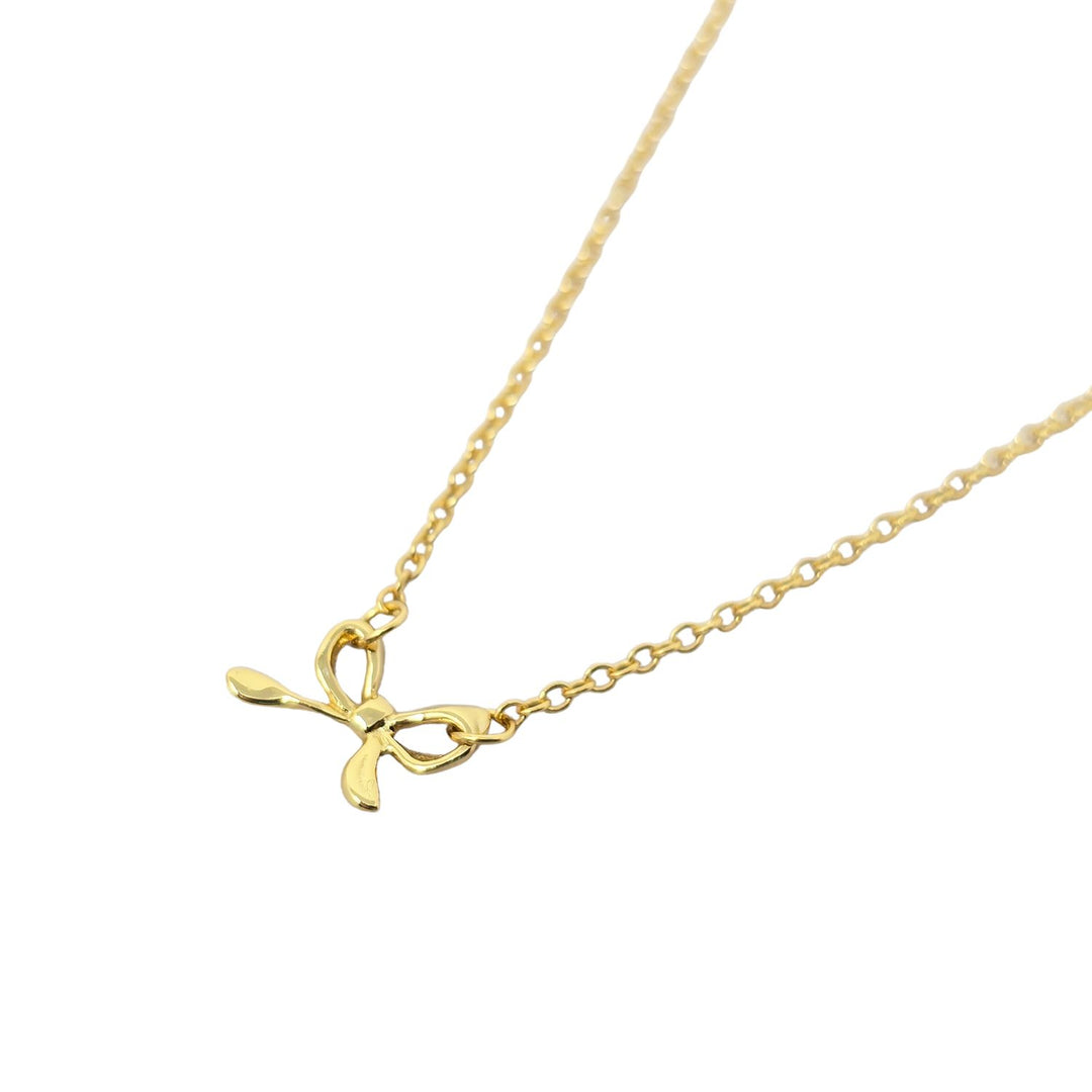 Tiny Small Bow Tie Ribbon Gold Plated Necklace