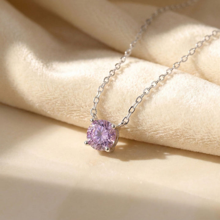 Alexandrite Moissanite Crystal Sterling Silver Necklace