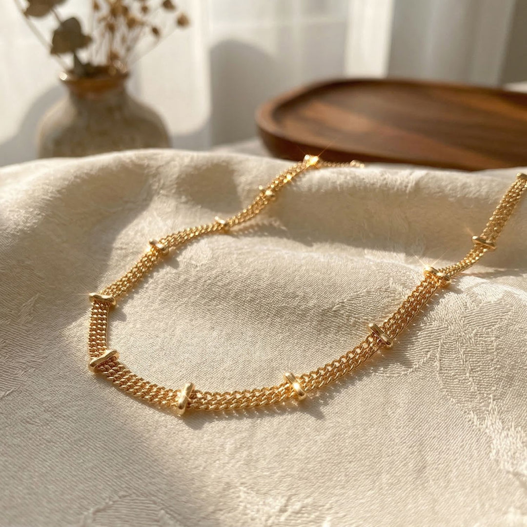 18ct Gold Plated Bar Curb Chain Necklace