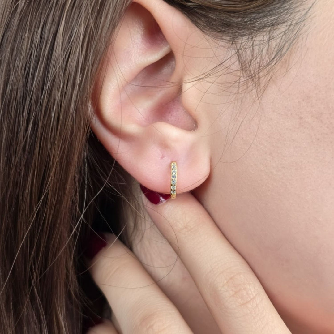 Aquamarine March Birthstone Small Huggie Hoop Earrings