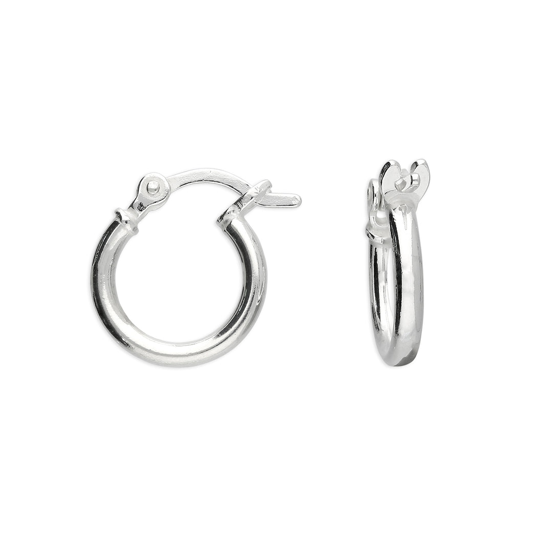 Sterling Silver 12mm Sleeper Creole-Hinged Hoop Earrings