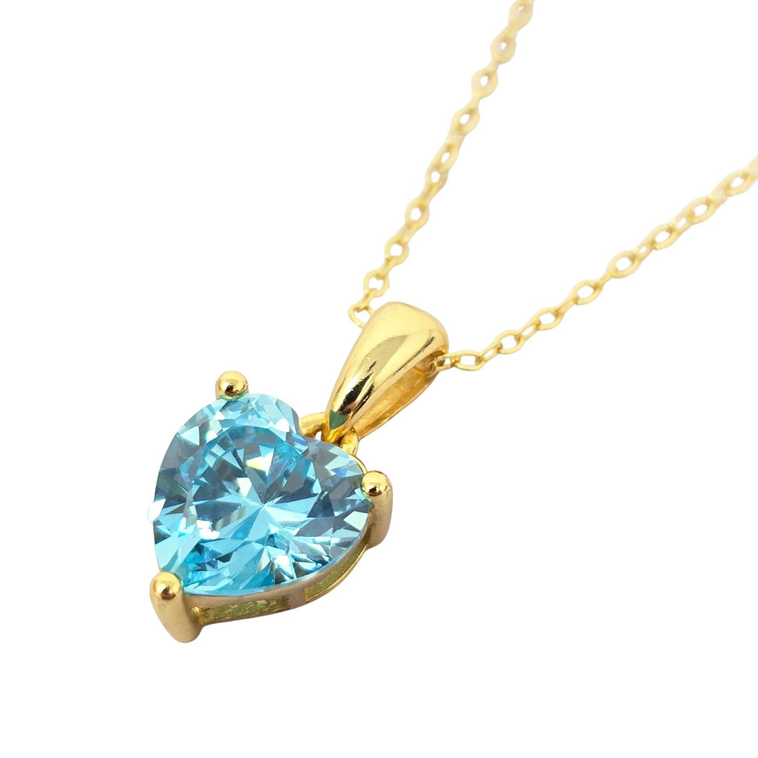 Blue Topaz December Birthstone Love Heart Necklace
