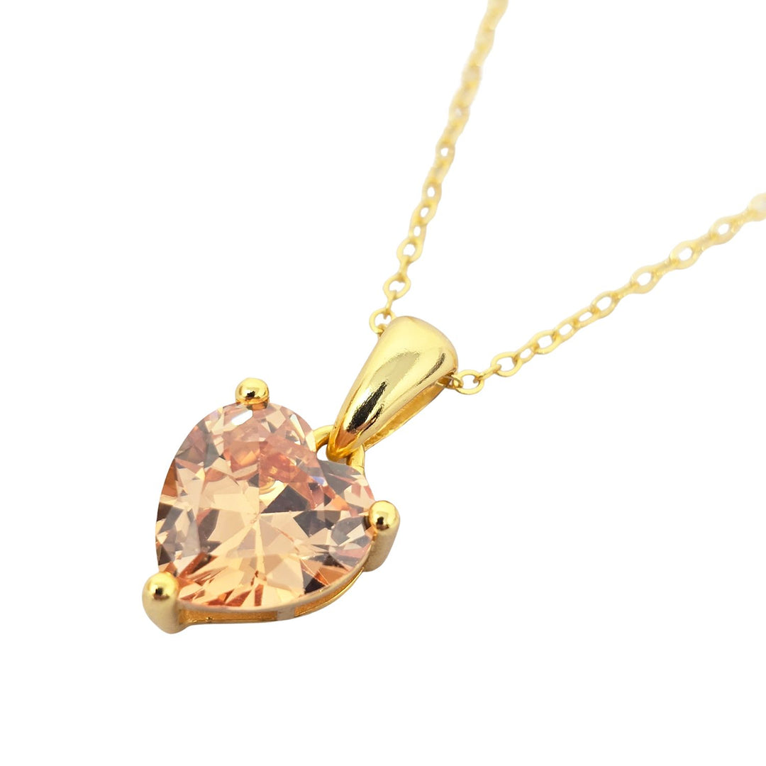 Citrine November Birthstone Love Heart Pendant Necklace