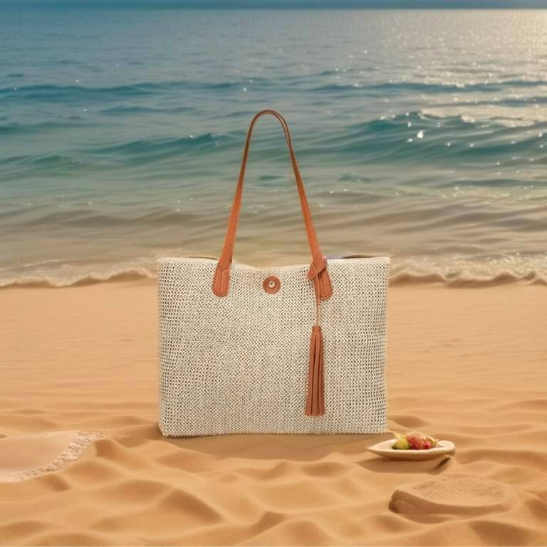 Chic Donut Beach Bag, Fashionable Straw Tote for the Beach