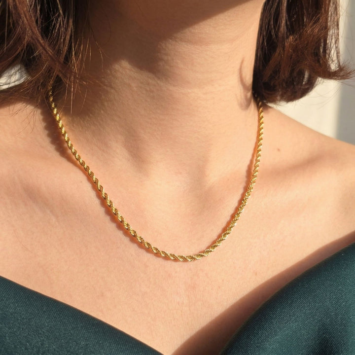 Gold Plated Rope Chain Necklace