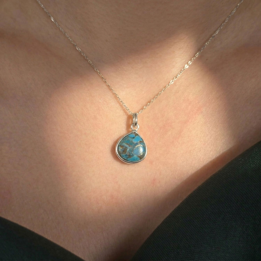 Turquoise December Birthstone Sterling Silver Necklace