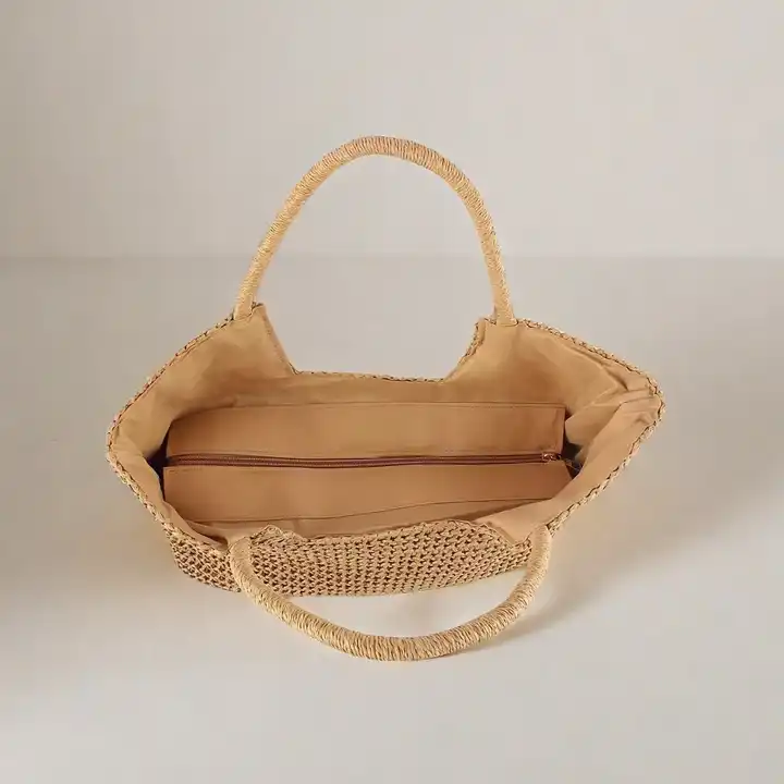 Straw Bag: Lightweight Luxury Macrame Beach Tote for Ladies – Chic Long Handbag