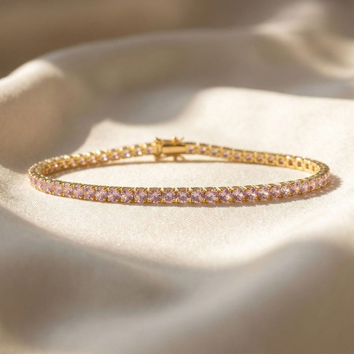 Pink Tourmaline October Birthstone Tennis Bracelet