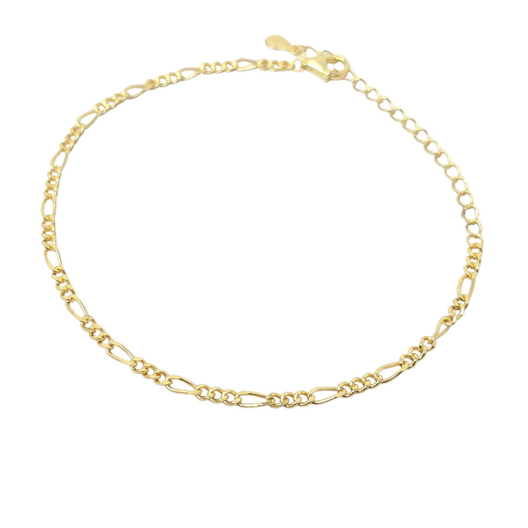 Gold Plated Everyday Figaro Chain Stacking Bracelet
