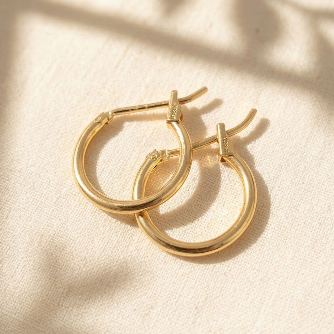 Tiny Plain Everyday Classic Gold Plated Hoop Earrings
