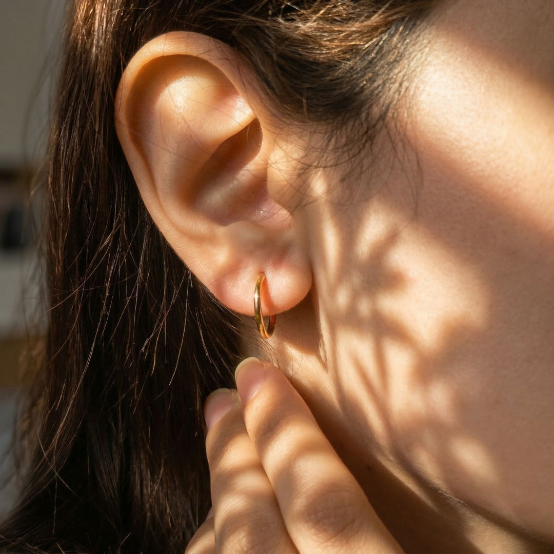 Tiny Plain Everyday Classic Gold Plated Hoop Earrings