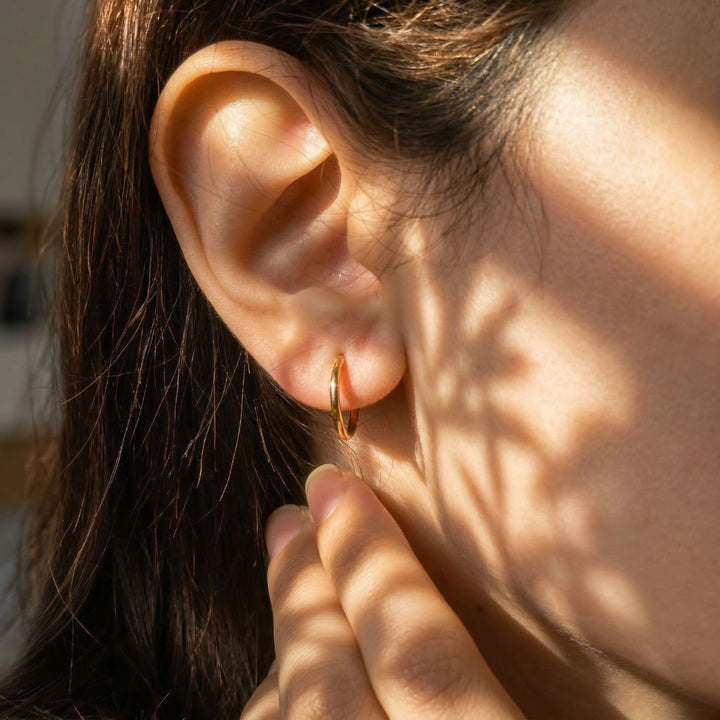 Tiny Plain Everyday Classic Gold Plated Hoop Earrings