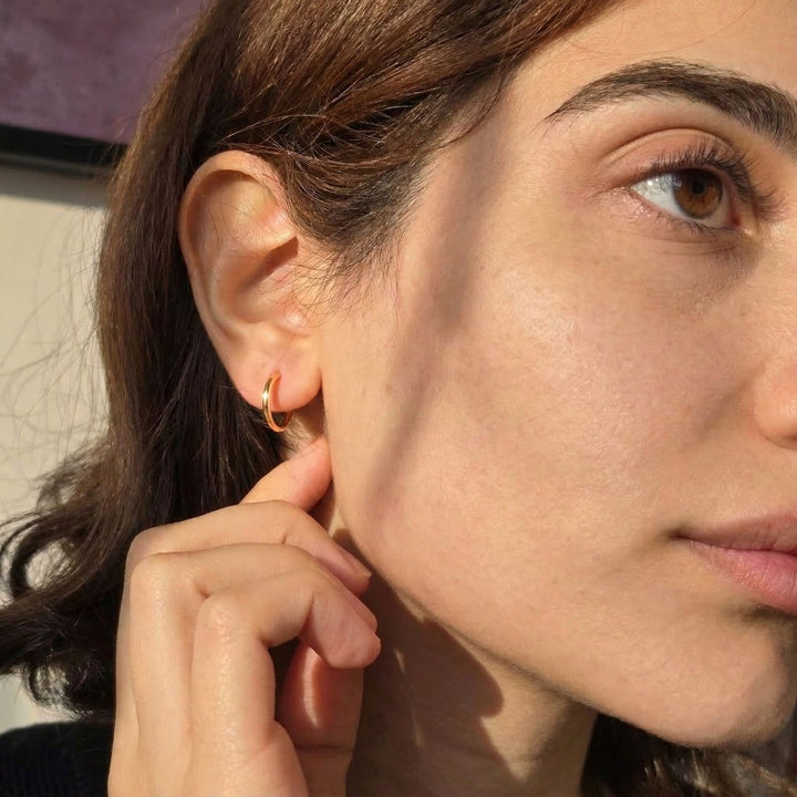 Tiny Plain Everyday Classic Gold Plated Hoop Earrings