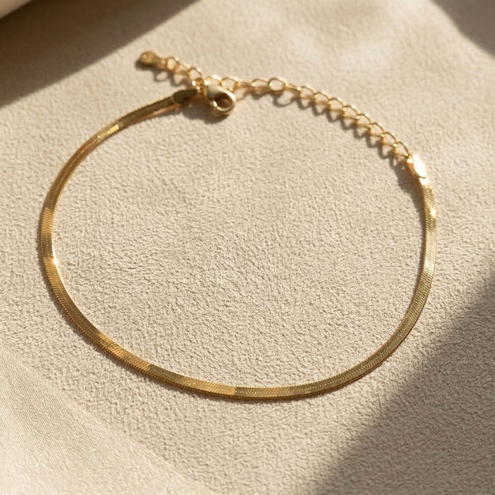 Gold Plated Everyday Herringbone Chain Bracelet