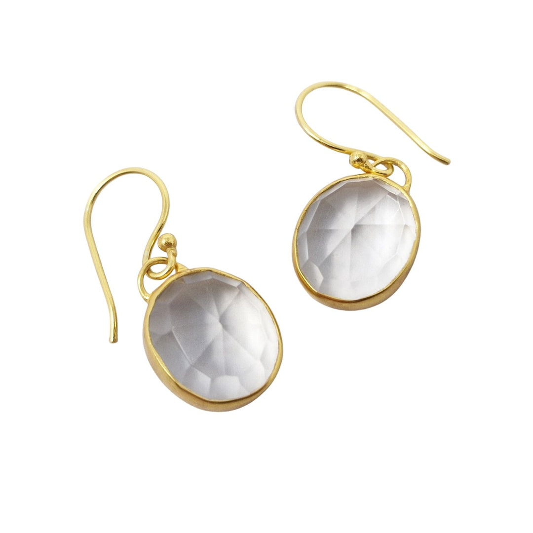 18ct Gold Plated White Topaz Wire Drop Earrings