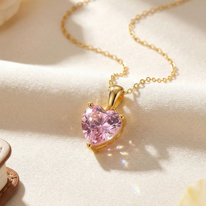 Rose Quartz October Birthstone Love Heart Necklace