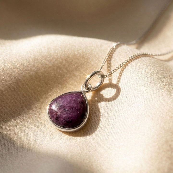 Ruby July Birthstone Sterling Silver Necklace