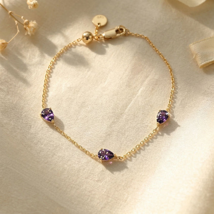 Amethyst February Birthstone Minimalist Gold Vermeil Plated Bracelet