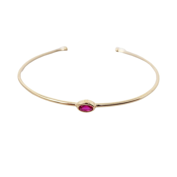 18ct Gold Vermeil Plated Ruby July Birthstone Bangle