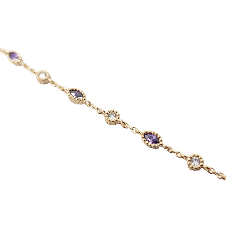 18ct Gold Vermeil Plated Amethyst And White Topaz Bracelet