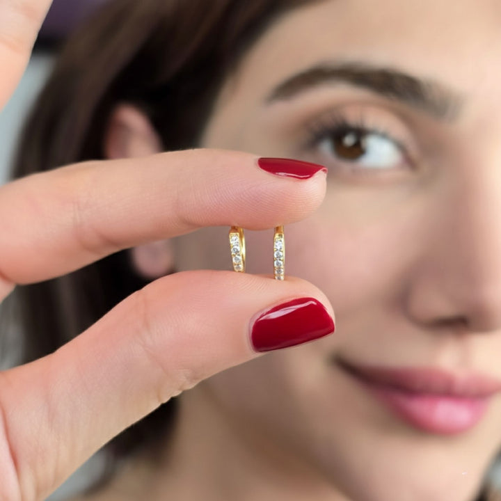 Diamond April Birthstone Crystal Small Huggie Hoop Earrings