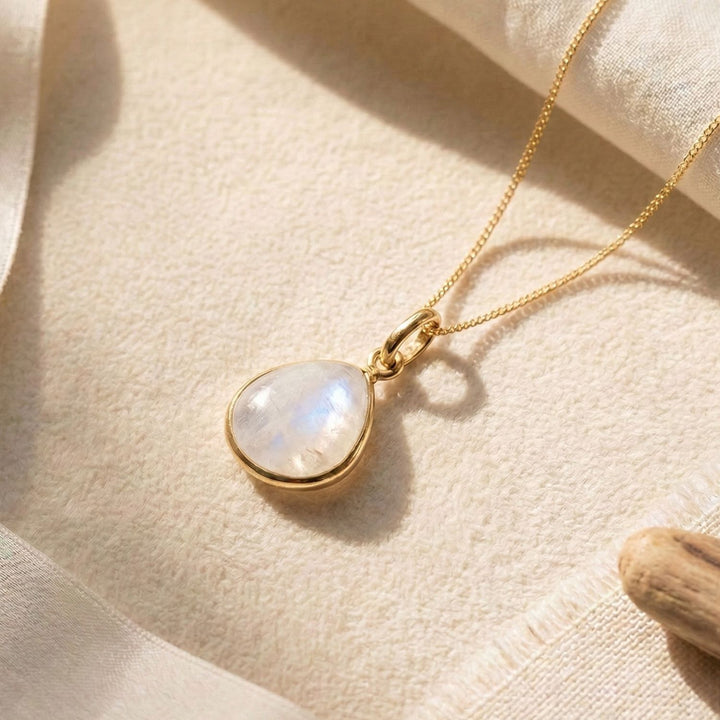 18ct Gold Vermeil Plated Moonstone June Birthstone Necklace