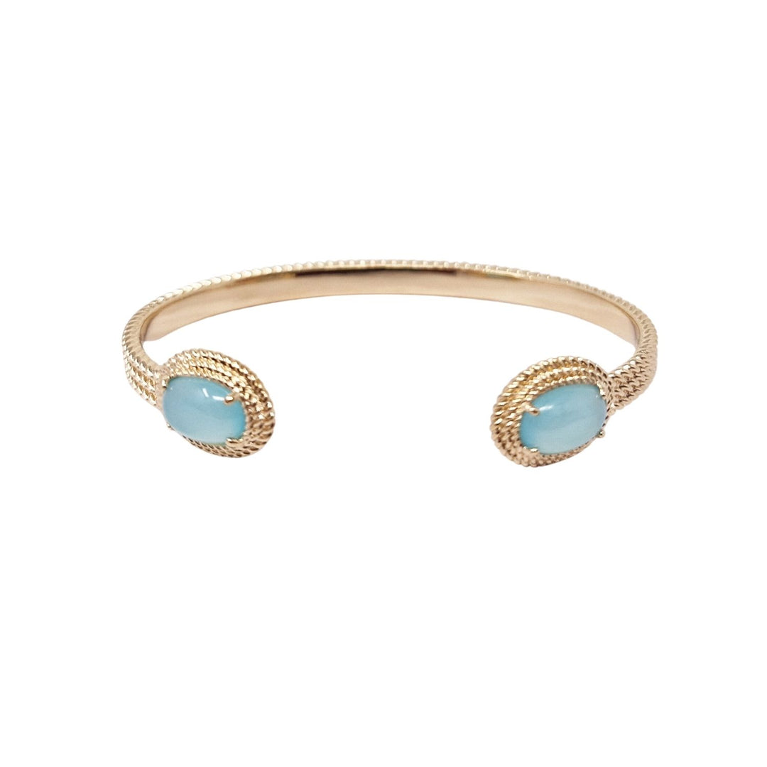 18ct Gold Vermeil Plated Blue Agate Bangle