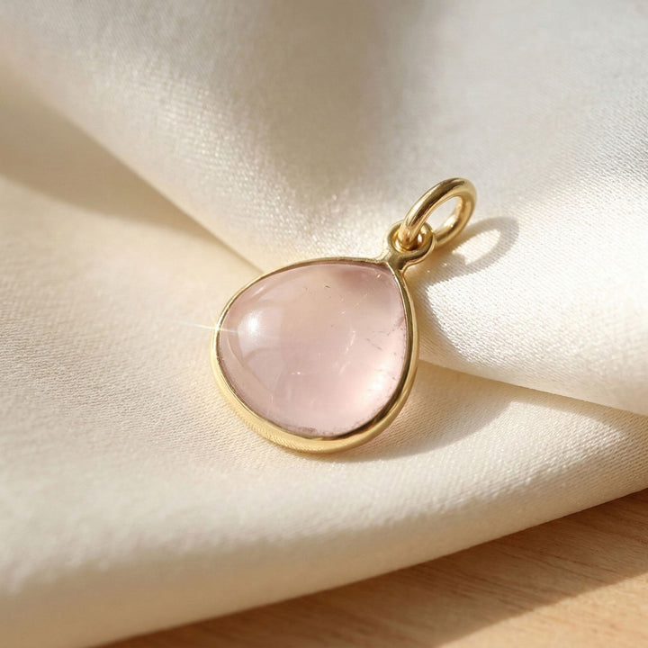Gold Vermeil Plated Rose Quartz Gemstone Pendant